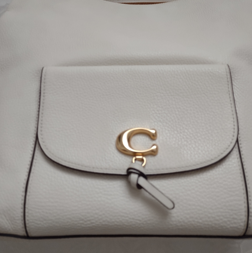 Coach chalk gold Remi refined pebble leather hobo crossbody bag - Picture 3 of 15